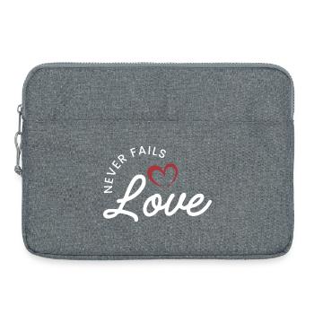 ❤️L’amour ne manque jamais - 1 Corinthiens 13:8 - Sacoche pour ordinateur portable 15 pouces - gris chiné - Devant
