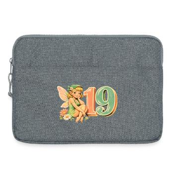 Imprimé promotionnel rétro Elf 19 – Esthétique pastel - Sacoche pour ordinateur portable 15 pouces - gris chiné - Devant
