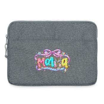 Cadeau Maman : Visuel Mama Rétro et Paillettes - Sacoche pour ordinateur portable 15 pouces - gris chiné - Devant