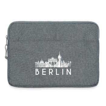Berlin Skyline in weiß - Laptoptasche 15" - Grau meliert - Vorne