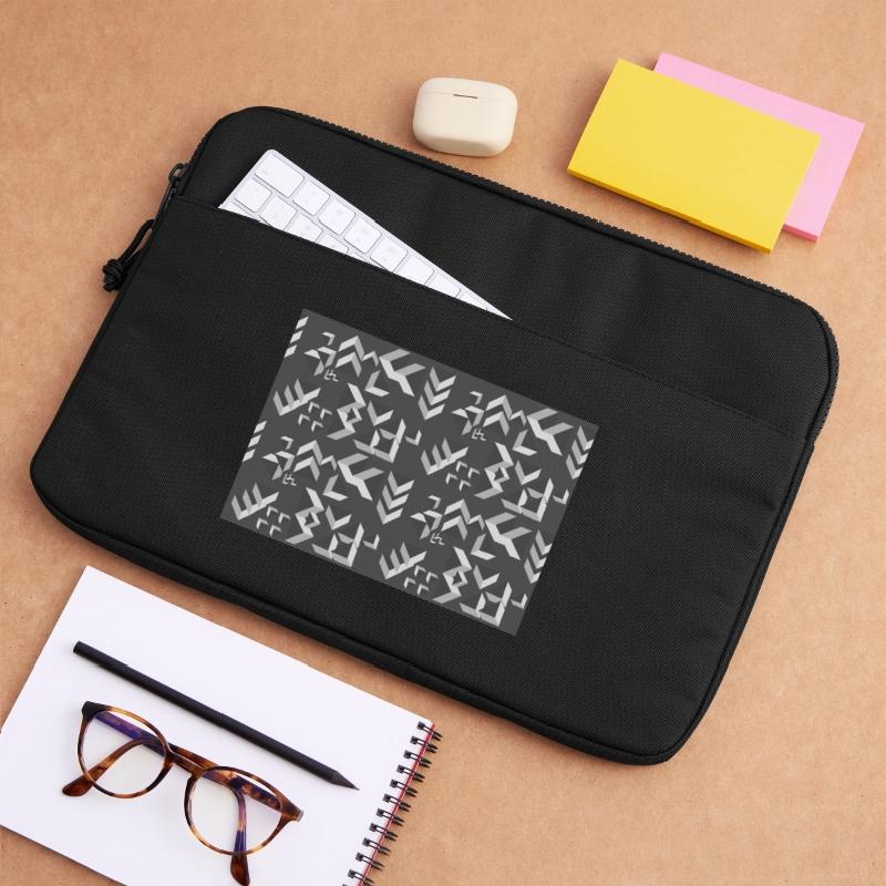 Deco pattern triangles grey-white Laptop bag 15"
