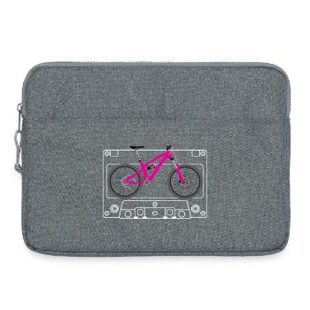 Silhouette VTT rose sur bande rétro - Sacoche pour ordinateur portable 15 pouces - gris chiné - Devant