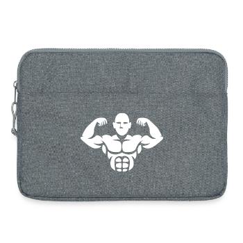 Bodybuilder Silhouette – Muskelpower Design - Laptoptasche 15" - Grau meliert - Vorne