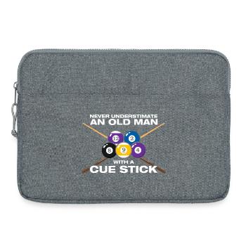 Old man lustiges Billard Billardspieler - Laptoptasche 15" - Grau meliert - Vorne