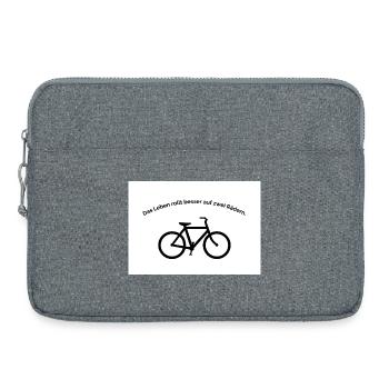 Leben rollt besser auf zwei Rädern - Laptoptasche 15" - Grau meliert - Vorne