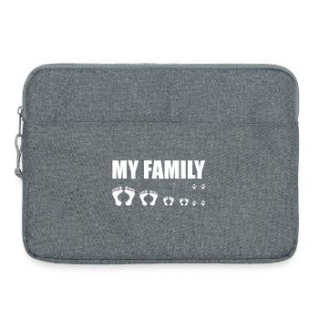 MY FAMILY / MANN, FRAU, SOHN, TOCHTER und HUND - Laptoptasche 15" - Grau meliert - Vorne