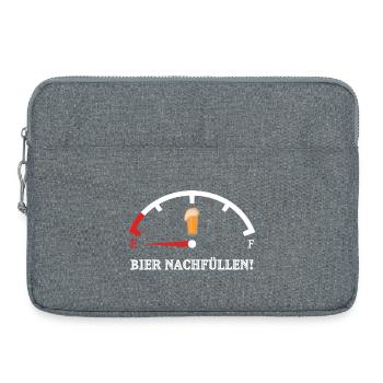 Bier nachfüllen! Lustiger Spruch - Laptoptasche 15" - Grau meliert - Vorne