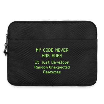 Mein Code hat nie Bugs, er entwickelt nur zufällig - Laptoptasche 15" - Schwarz - Vorne