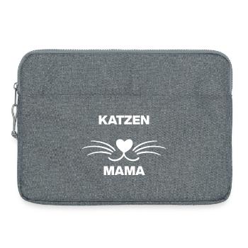 DESIGN DE MAMAN CHATTE MIGNONNE – MOUSTACHE, CŒUR D’AMOUR ! - Sacoche pour ordinateur portable 15 pouces - gris chiné - Devant