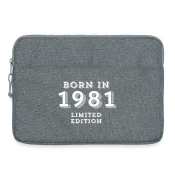 born in 1981, année de naissance, 43 ans - Sacoche pour ordinateur portable 15 pouces - gris chiné - Devant