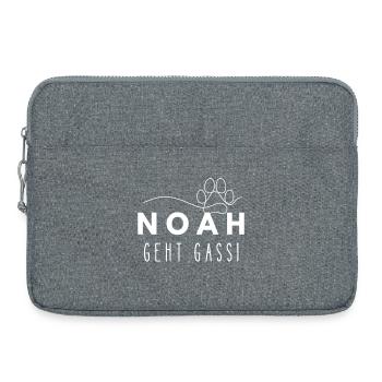 Noah geht Gassi Namensshirt Hundepfote Hundeleine - Laptoptasche 15" - Grau meliert - Vorne