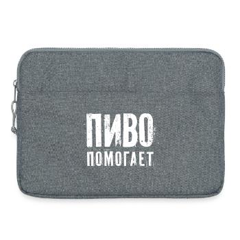 Bier hilft! Saufen Spruch auf Russisch Alkohol - Laptoptasche 15" - Grau meliert - Vorne