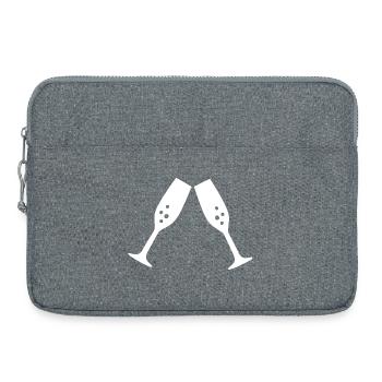 Sekt Sektglas Geschenk Weihnachten - Laptoptasche 15" - Grau meliert - Vorne