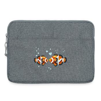 Poisson-clown amoureux – Art marin géométrique - Sacoche pour ordinateur portable 15 pouces - gris chiné - Devant