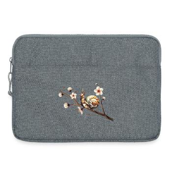Escargot sur une branche de fleur – motif pour le printemps - Sacoche pour ordinateur portable 15 pouces - gris chiné - Devant