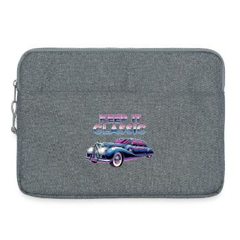 Vintage Limousine Neon Design - Laptoptasche 15" - Grau meliert - Vorne