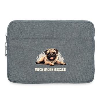Le bonheur c’est… un carlin dans la vie ! - Sacoche pour ordinateur portable 15 pouces - gris chiné - Devant