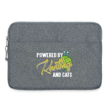 Powered by Knitting and Cats Humor Life - Laptoptasche 15" - Grau meliert - Vorne