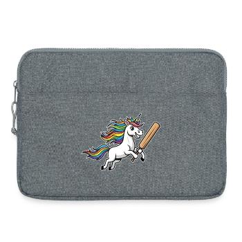 Einhorn Cricket Mit Bunter Regenbogenmähne - Laptoptasche 15" - Grau meliert - Vorne