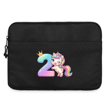 Je suis 2 filles licornes Kawaii Anniversaire - Sacoche pour ordinateur portable 15 pouces - noir - Devant