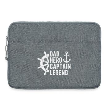 Papa, capitaine, légende bateau de navigation - Sacoche pour ordinateur portable 15 pouces - gris chiné - Devant