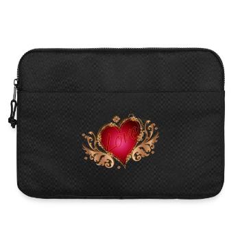 Cœur rouge avec ailes et écriture en bois - Sacoche pour ordinateur portable 15 pouces - noir - Devant