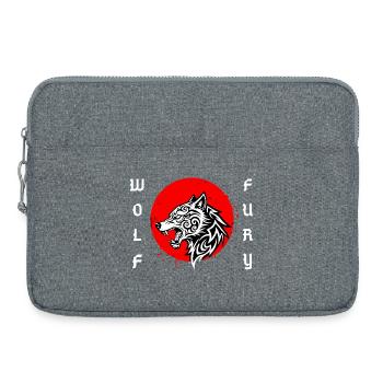 Loup Tribal Wolf Fury : Design Puissant, Impactant - Sacoche pour ordinateur portable 15 pouces - gris chiné - Devant