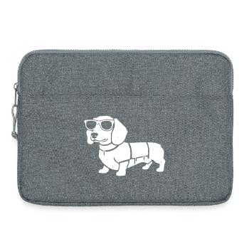 Dachshund Dog Sunglasses Walking Vector - Laptop bag 15" - heather grey - Front