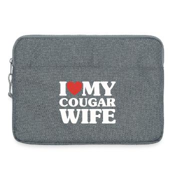 I Love My Cougar Wife Cadeau Saint Valentin Humour - Sacoche pour ordinateur portable 15 pouces - gris chiné - Devant