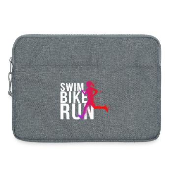 Triathlon - Femme nage, course à vélo - Sacoche pour ordinateur portable 15 pouces - gris chiné - Devant