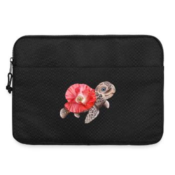 Süße Schildkröte mit Mohnblume - Laptoptasche 15" - Schwarz - Vorne
