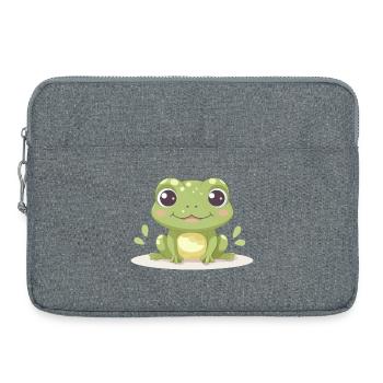 Cute frog – Motif animalier amusant pour les fans de grenouilles - Sacoche pour ordinateur portable 15 pouces - gris chiné - Devant