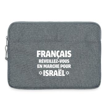 Israël, en marche, je suis juif - Sacoche pour ordinateur portable 15 pouces - gris chiné - Devant