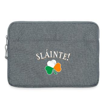 Slainte Irland Trinkspruch Kleeblatt Patricks Day - Laptoptasche 15" - Grau meliert - Vorne