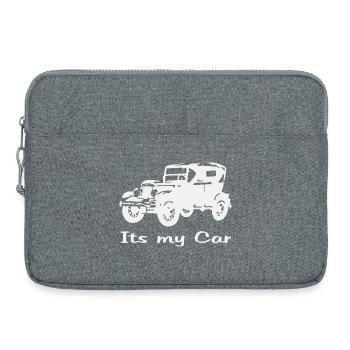 Oldtimer Motiv mit Schrift - Laptoptasche 15" - Grau meliert - Vorne