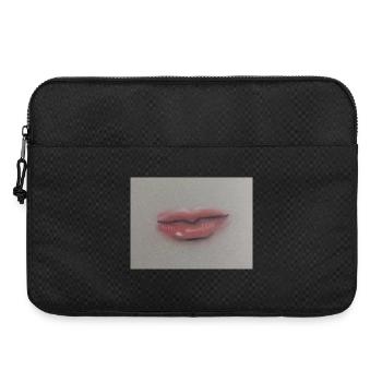 Expressive lip art on grey foil - Laptop bag 15" - black - Front