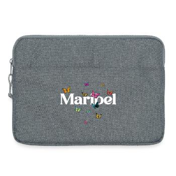 Beau prénom de fille MARIBEL avec des papillons - Sacoche pour ordinateur portable 15 pouces - gris chiné - Devant