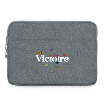 Beau prénom de fille avec des papillons VICTOIRE - Sacoche pour ordinateur portable 15 pouces - gris chiné - Devant