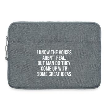 I know the voices aren't real but you do them - Laptop bag 15" - heather grey - Front