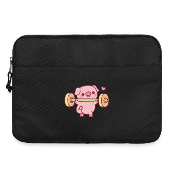 Cochon drôle qui fait des squats avec des poids - Sacoche pour ordinateur portable 15 pouces - noir - Devant