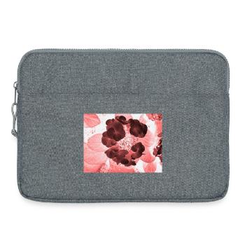 Red Hydrangea Floral Pattern - Laptop bag 15" - heather grey - Front