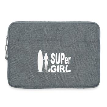 SUPer Girl mit Stand Up Paddle SUP Design  - Laptoptasche 15" - Grau meliert - Vorne