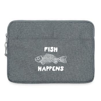 Fish Happens – Funny Fish Skeleton Design - Laptop bag 15" - heather grey - Front