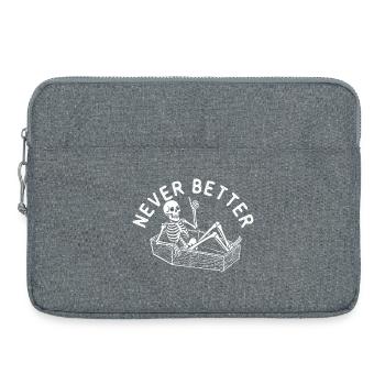 Never Better Spooky Halloween Coffin Skeleton - Laptop bag 15" - heather grey - Front