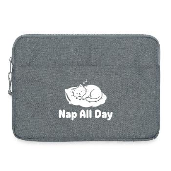Katzenschlaf Nap All Day - Laptoptasche 15" - Grau meliert - Vorne