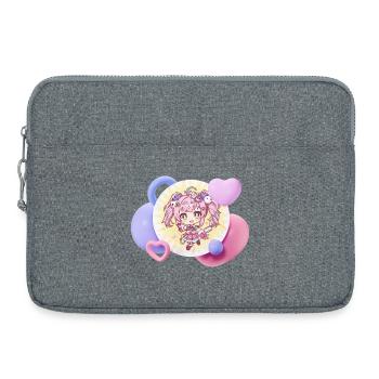 Pastel chibi with hearts - Laptop bag 15" - heather grey - Front