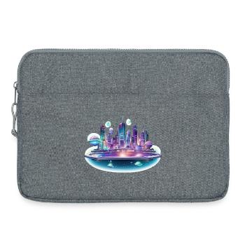 Neon Space City Skyline - Laptop bag 15" - heather grey - Front