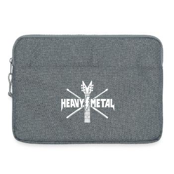 Heavy-Metal-Gitarre und Drumsticks-Logo - Laptoptasche 15" - Grau meliert - Vorne