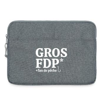 pêche, pêcheur, fan de pêche - Sacoche pour ordinateur portable 15 pouces - gris chiné - Devant