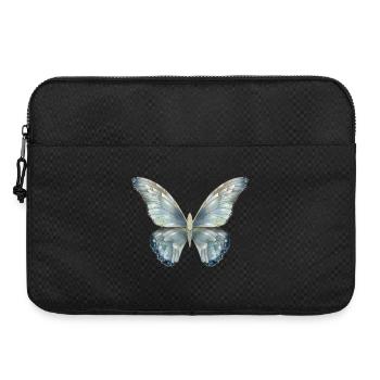 Butterfly in delicate shades of blue painted by hand - Laptop bag 15" - black - Front